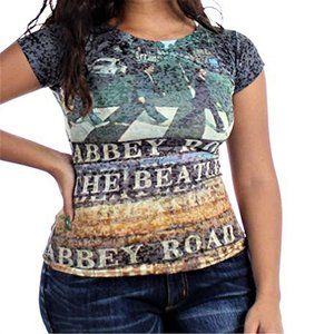 The Beatles Abbey Road Allover Sublimation Burnout rock T-Shirt S NWT made USA
